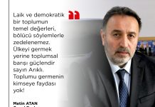 “SAYIN ARIKLI; TOPLUMU GERMENİN KİMSEYE FAYDASI YOK!”